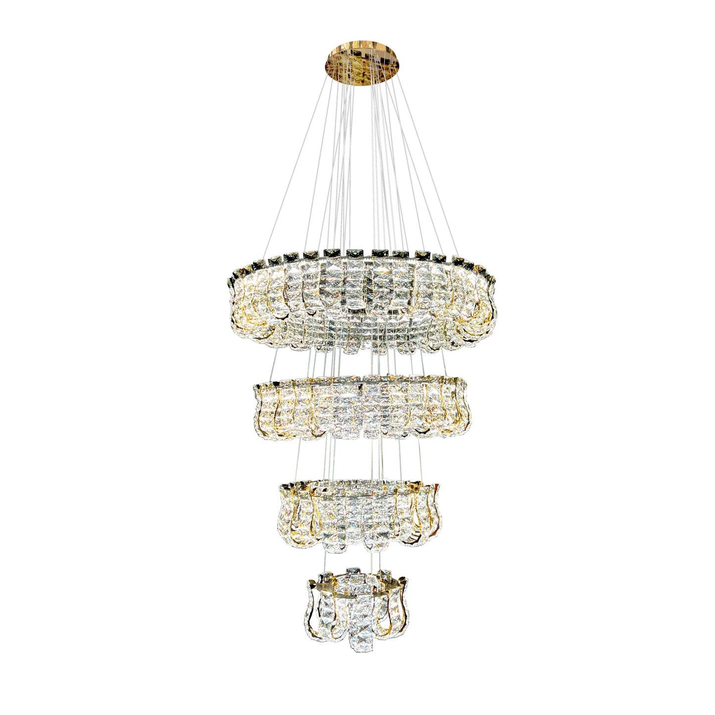 Luxury 4-Tier Gold Crystal LED Chandelier