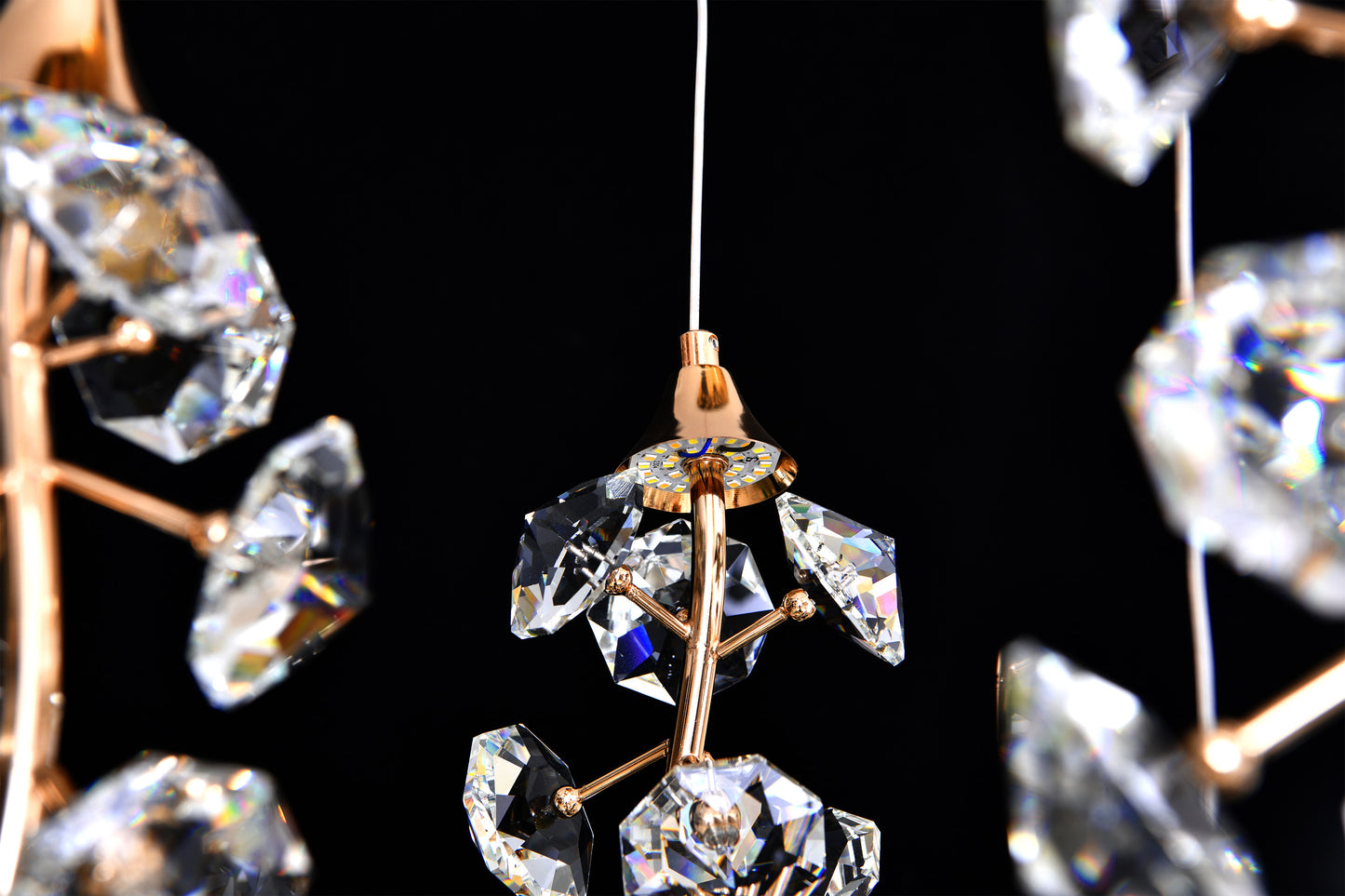 Gold Cascading Crystal LED Round Chandelier