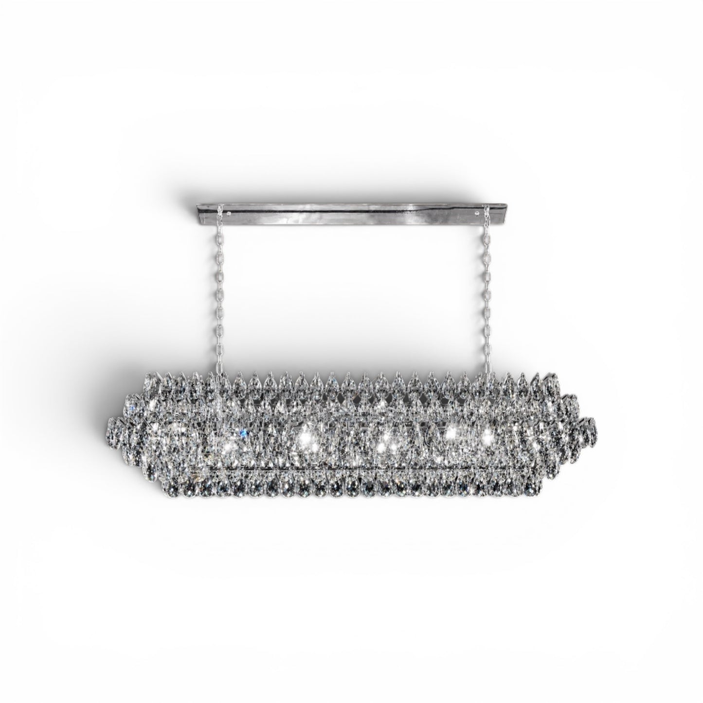 Teardrop Crystal Diamond Linear Chrome Chandelier 60"