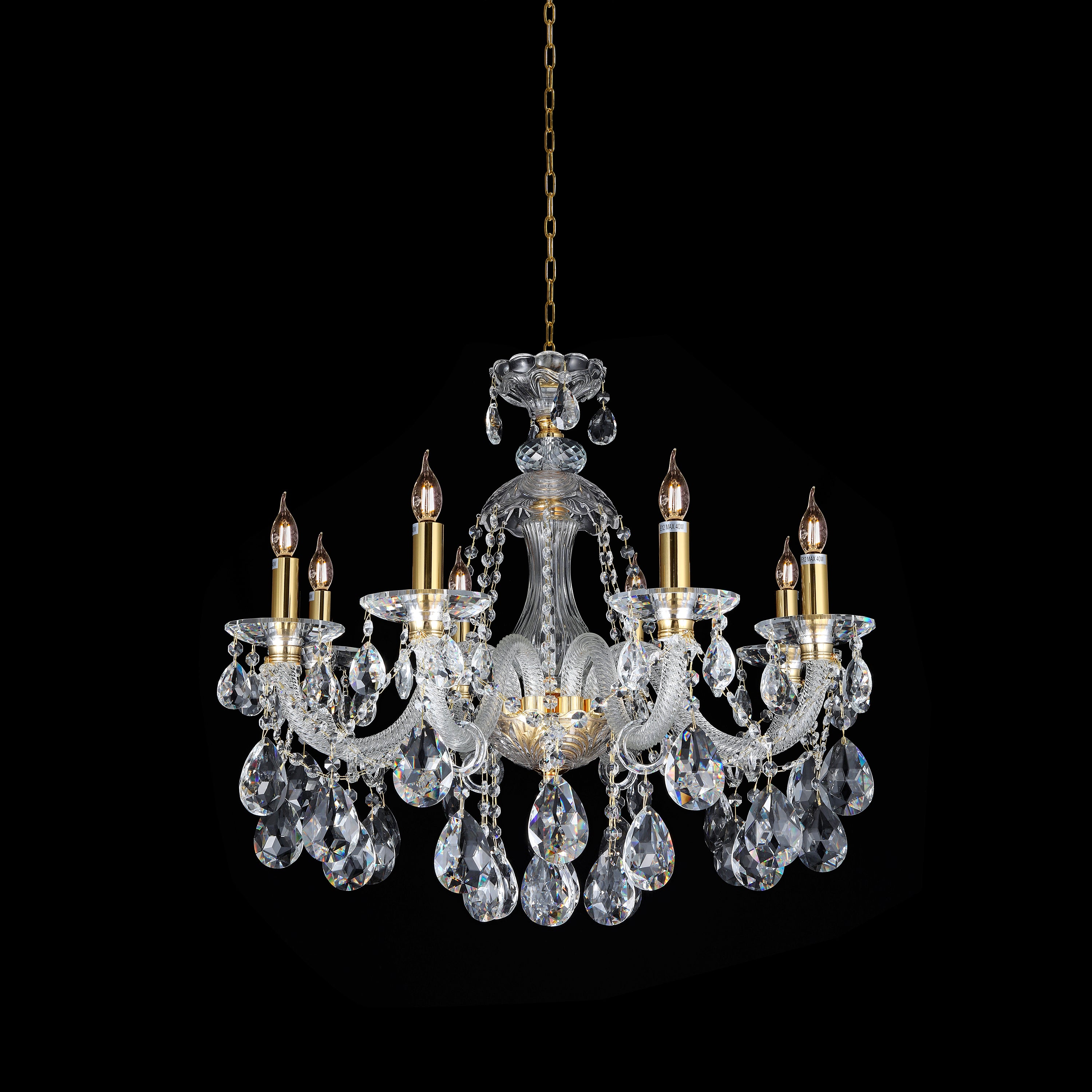 Grand Chandelier En Verre Transparent – Style Baroque – 88 Cm – Élégance Romantique
