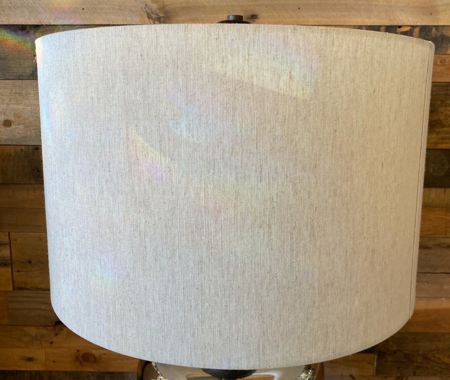 Modern Silver Glass Table Lamp with Cream Linen Shade Elegant Lamp