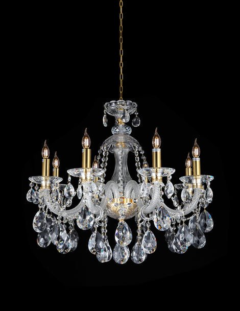 vaulted ceiling with chandelier