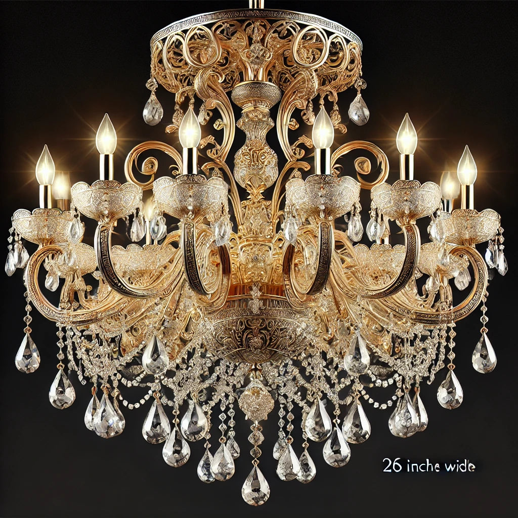 Chandelier 26" Wide 11-Lights Crystal Pendant Light Gold Finish: Ceiling Masterpiece