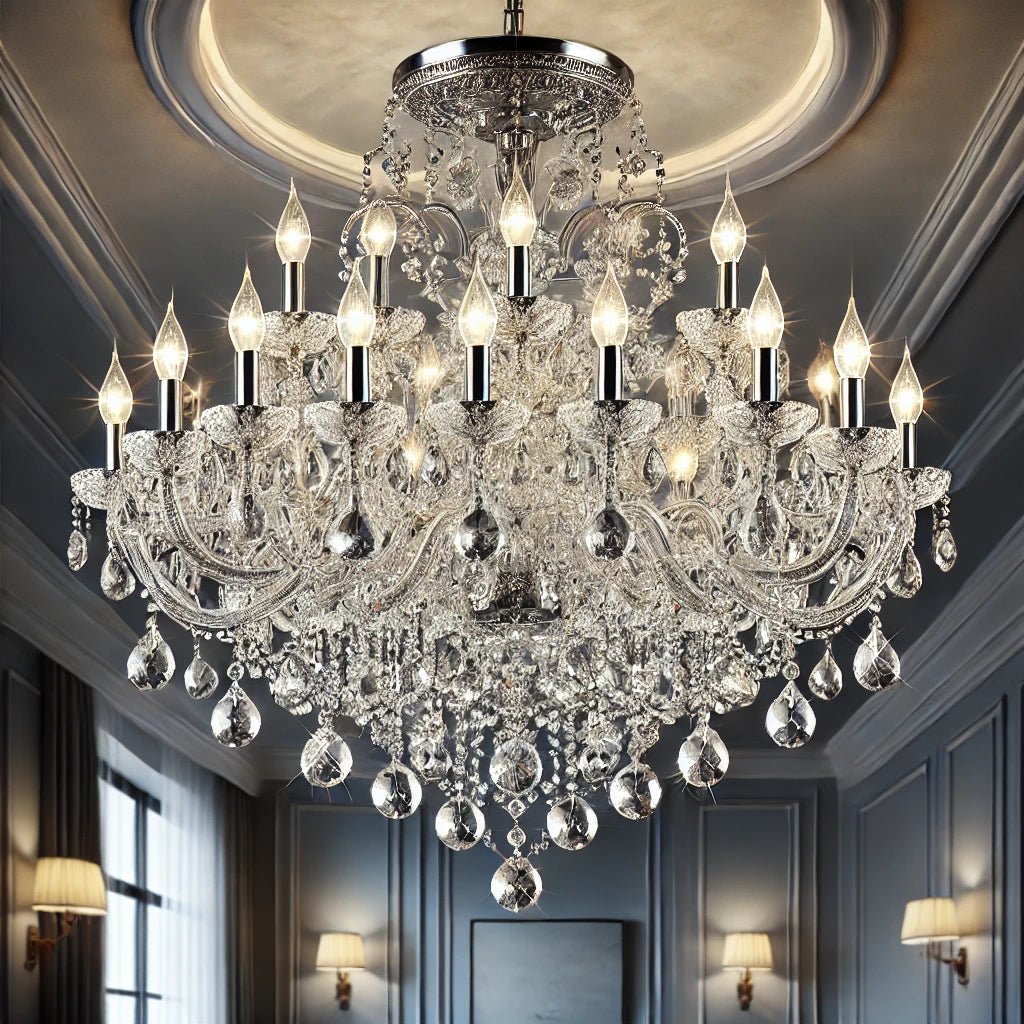 Chandelier 20-Lights 35" Wide Crystal Chandelier Chrome Finish: Elegance in Every Glow