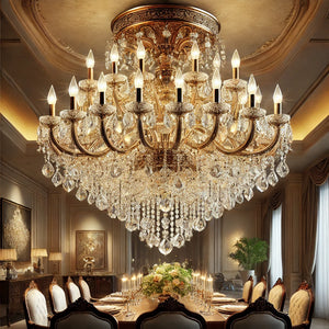 Crystal Chandeliers for Dining Rooms: Brass Elegance in Lighting Design