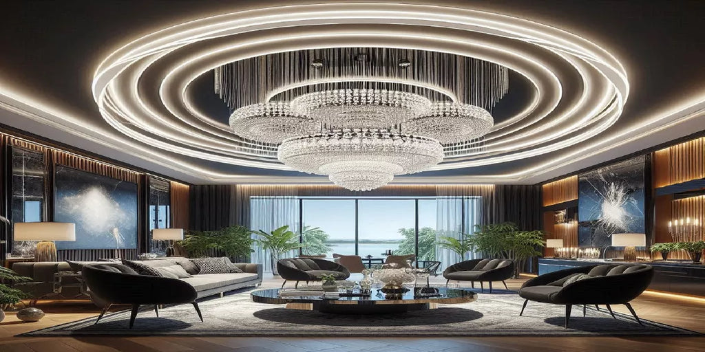 Contemporary LED Lighting: Modern Round Crystal Chandelier in Chrome