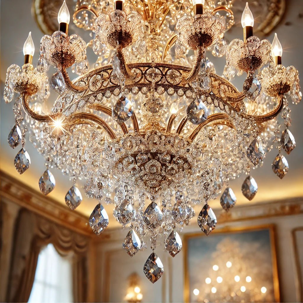 Crystal Chandelier 40'' Wide Gold Finish