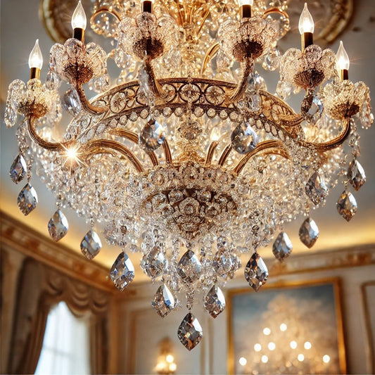 Crystal Chandelier 40'' Wide Gold Finish