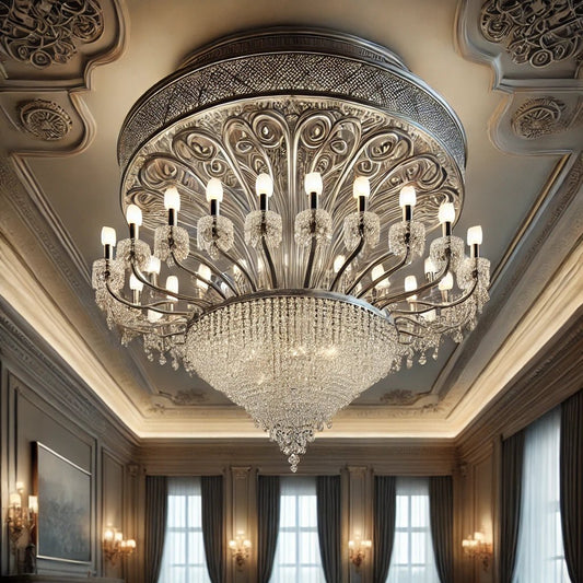 Luxury Dimmable Chandelier 40" Wide 24-Lights Silver Ceiling Masterpiece