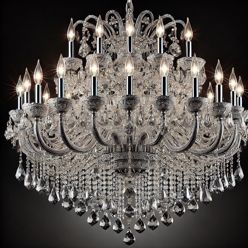Crystal Chandelier 40" Wide 18-Lights Chrome
