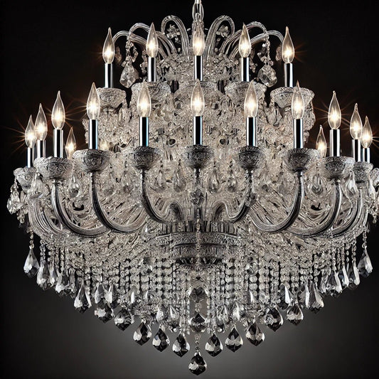 Crystal Chandelier 40" Wide 18-Lights Chrome