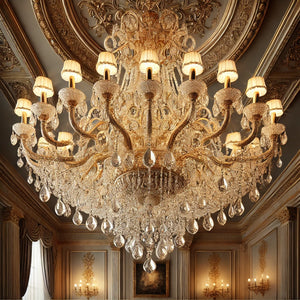 Maria Theresa 45" Wide Gold 24-Light Crystal Chandelier: A Statement of Elegance