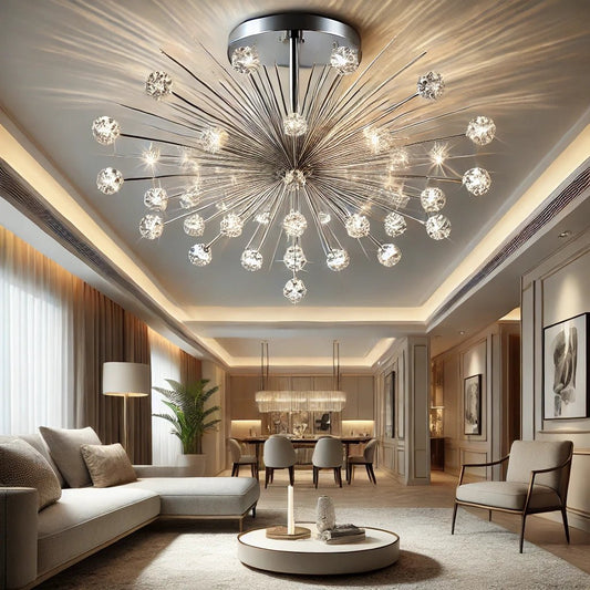 Starburst Chandelier Flush Mount Ceiling Light Crystal Chandelier