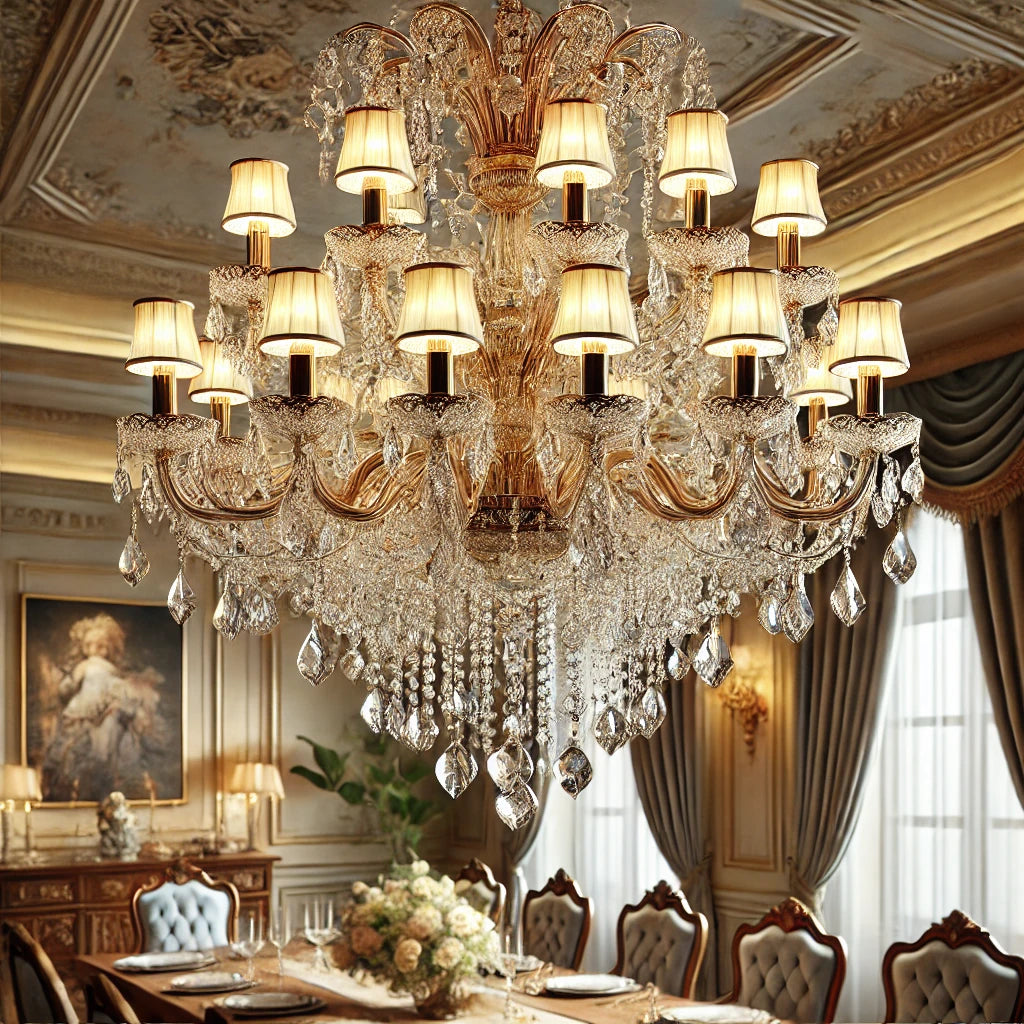 Vintage Crystal Chandelier Gold Pendant Chandelier: Elegance with 19 Lights