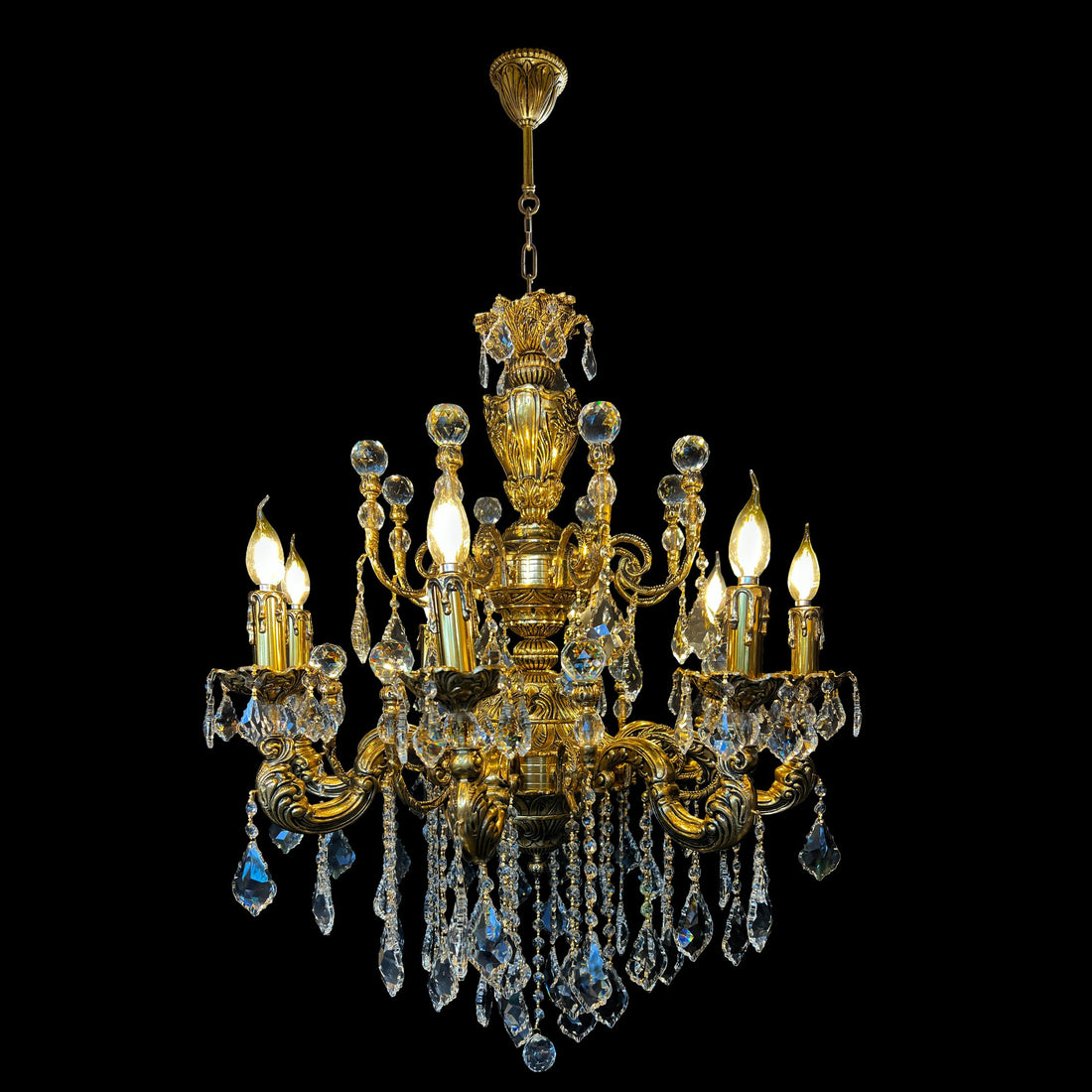 Beauty of Crystal with Starburst Gold Chandelier