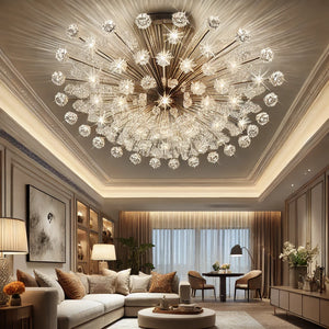 Chandelier Lighting: Starburst Crystal Ceiling Light 30" of Timeless Elegance