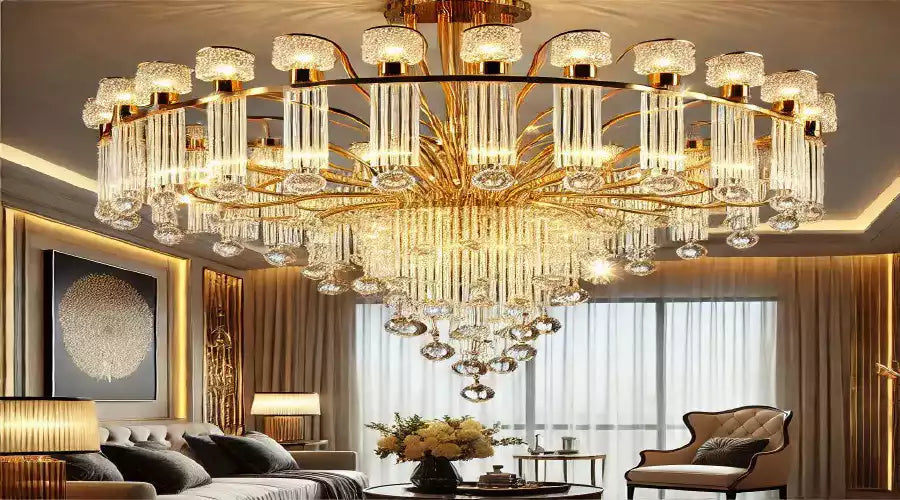 Chandeliers for Sale: Dimmable Luxury Acrylic Gold Chandelier