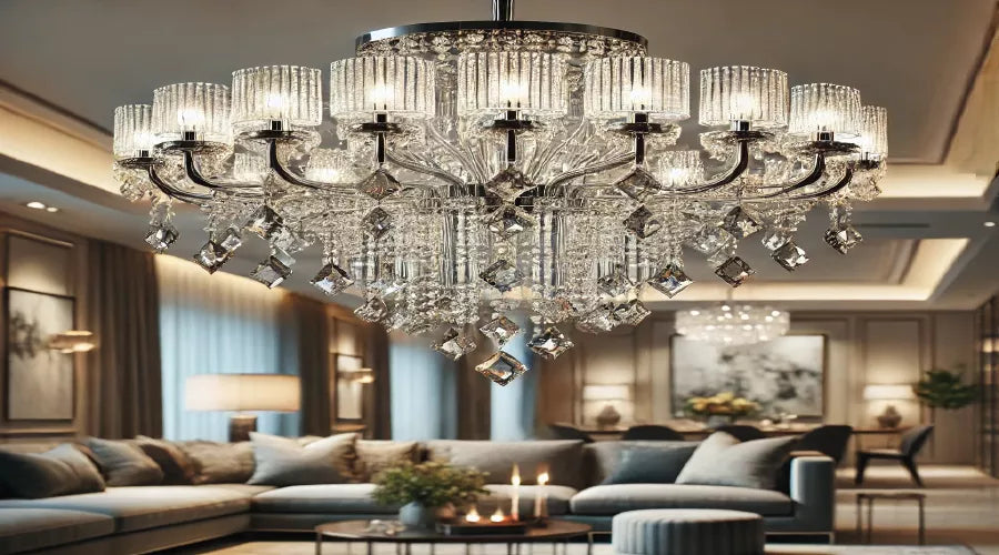 Crystal Chandelier: 28" Wide 8-Lights Chrome Elegance