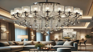 Crystal Chandelier: 28" Wide 8-Lights Chrome Elegance