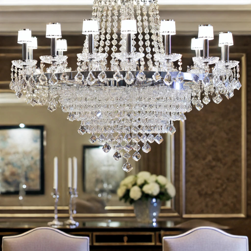 Dining Light Fixtures: Italian Crystal Chandelier with 18 Unique Lights