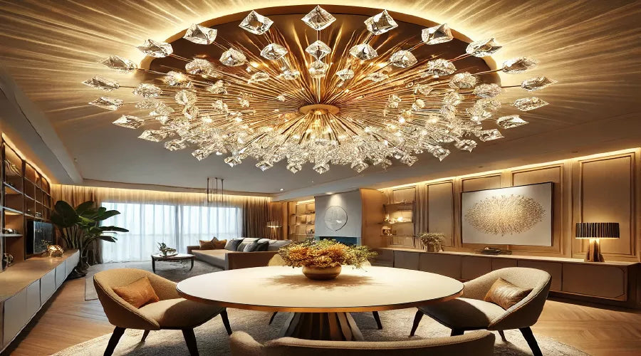 Pendant Light Fixture: Starburst Flush Mount Crystal Chandelier Elegance