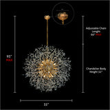 Starburst Gold Chandelier 32" Wide Crystal Lighting Fixture
