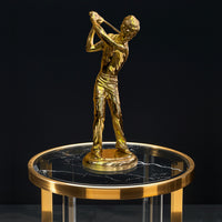 Golden Golf Player Sculpture– A Rare Handmade Italian Masterpiece of Brass and Bronze