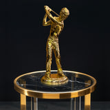 Golden Golf Player Sculpture– A Rare Handmade Italian Masterpiece of Brass and Bronze