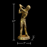 Golden Golf Player Sculpture– A Rare Handmade Italian Masterpiece of Brass and Bronze