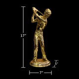 Golden Golf Player Sculpture– A Rare Handmade Italian Masterpiece of Brass and Bronze