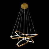 Modern Gold LED Chandelier – Geometric Pendant Design with Integrated Strip Light