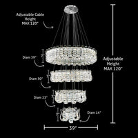 Luxury Grand Modern Chrome Crystal LED Chandelier – 4 Tier Dimmable Fixture with Remote Control (Copy)