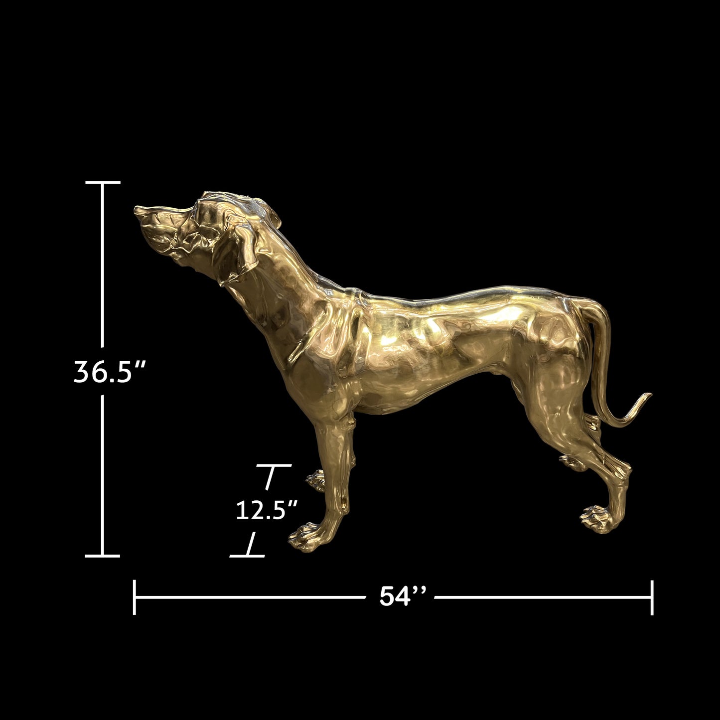 Golden Pointer Dog Sculpture A Rare Handmade Italian Masterpiece of Brass
