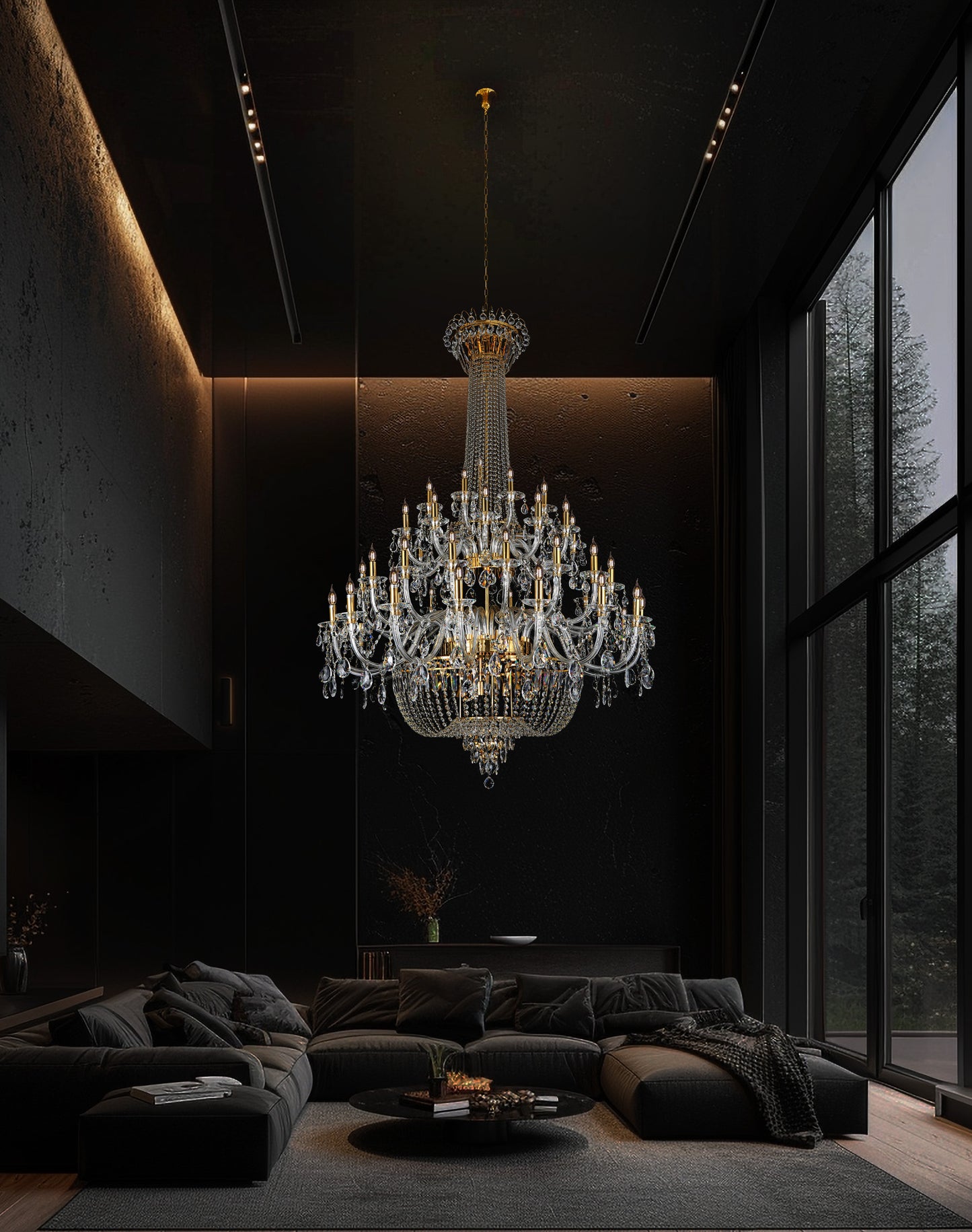 Gold Empire Crystal Chandelier Grand Traditional Statement 56"