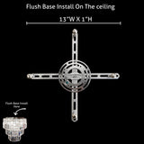  Flush mount base and canopy detail of chrome crystal chandelier

