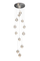 Luxury Modern Chrome Crystal Chandelier - 12 Dimmable LED Lights, Adjustable Height