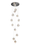 Luxury Modern Chrome Crystal Chandelier - 12 Dimmable LED Lights, Adjustable Height