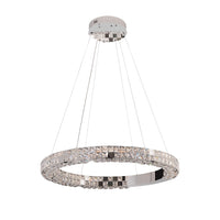 Modern 32" Crystal LED Ring Chandelier – Chrome Dimmable Pendant Light with Remote