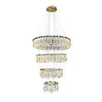 Luxury Grand Modern Gold Crystal LED Chandelier – 4 Tier Dimmable Fixture with Remote Control