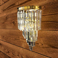Luxury Modern Crystal Wall Sconce – Gold LED Accent Light for Hallway, Living Room, or Bedroom