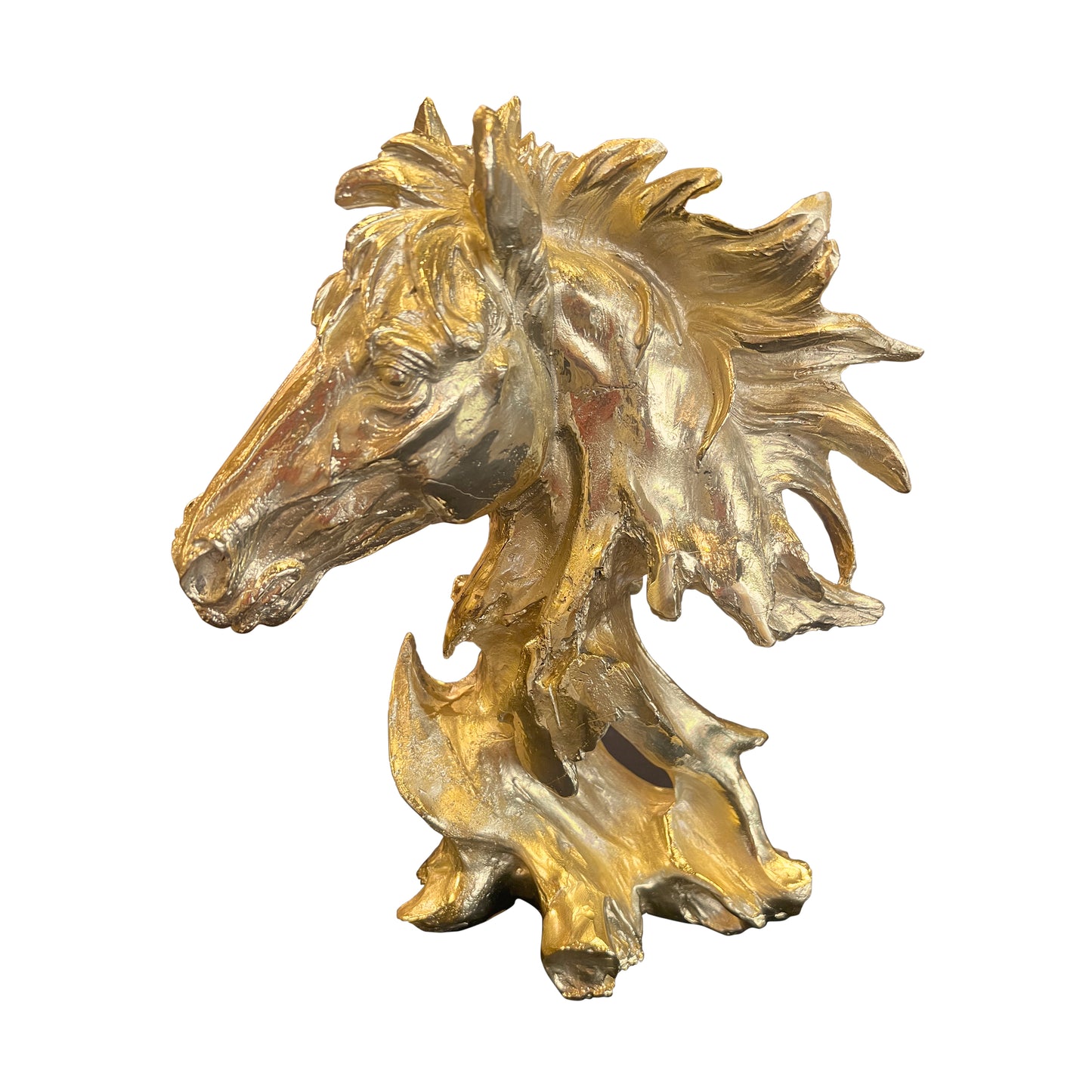 Golden Horse Head Sculpture A Rare Handmade Italian Masterpiece of Brass