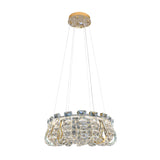Luxury Modern Crystal LED Chandelier 23" Gold Round Pendant Light Dimmable with Remote