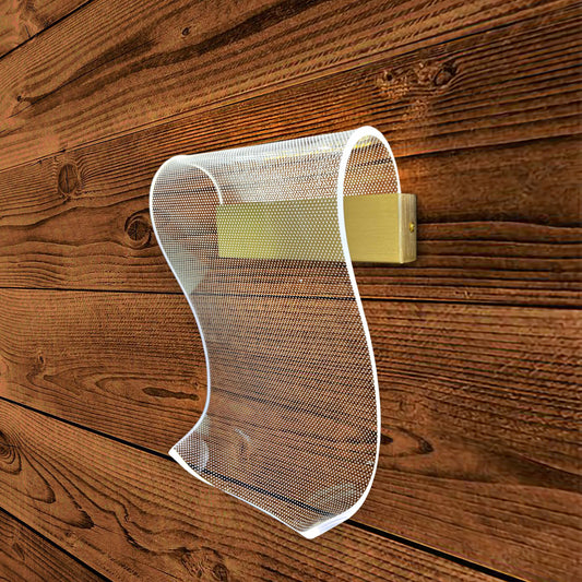 Modern Mesh Curved Wall Sconce – Gold Finish Decorative LED Light Fixture