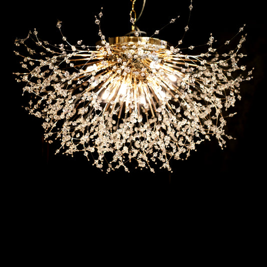 Gold Starburst Flush Mount Crystal Chandelier Modern Ceiling Light