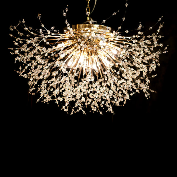 Gold Starburst Flush Mount Crystal Chandelier Modern Ceiling Light