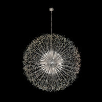 Luxury Chrome Starburst Crystal Chandelier – 63" Dimmable Modern Pendant Light for Staircase & Foyer
