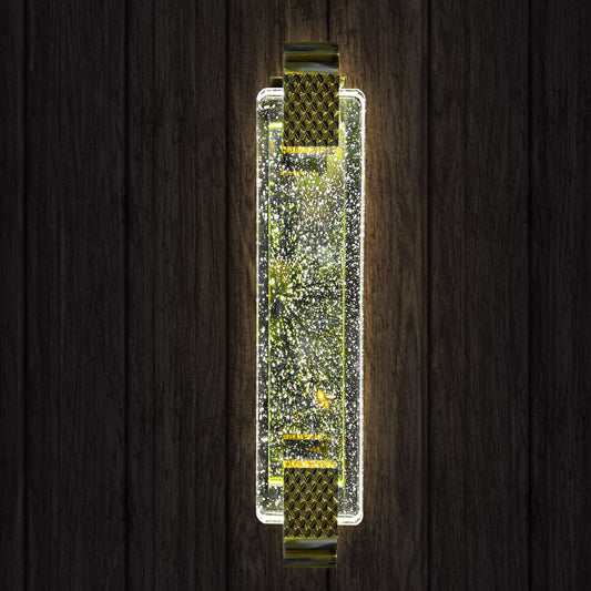 Modern Bubble Glass Wall Light – Gold LED Rectangle Sconce for Hallway, Entryway, or Bedroom