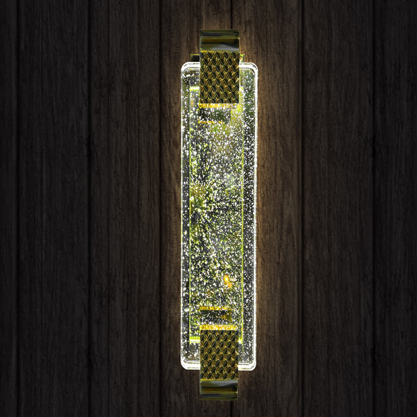Modern Bubble Glass Wall Light – Gold LED Rectangle Sconce for Hallway, Entryway, or Bedroom