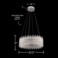 23.5 inch crystal chandelier dimensions with adjustable hanging cables