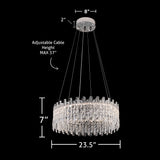 23.5 inch crystal chandelier dimensions with adjustable hanging cables